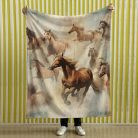 Thumbnail for Vintage Horse Equestrian Ephemera Velveteen Plush Blanket Gift for Horse lover, Farm House Decor, Equine Art, Antique Horse Decor, Equestrian Gifts 05