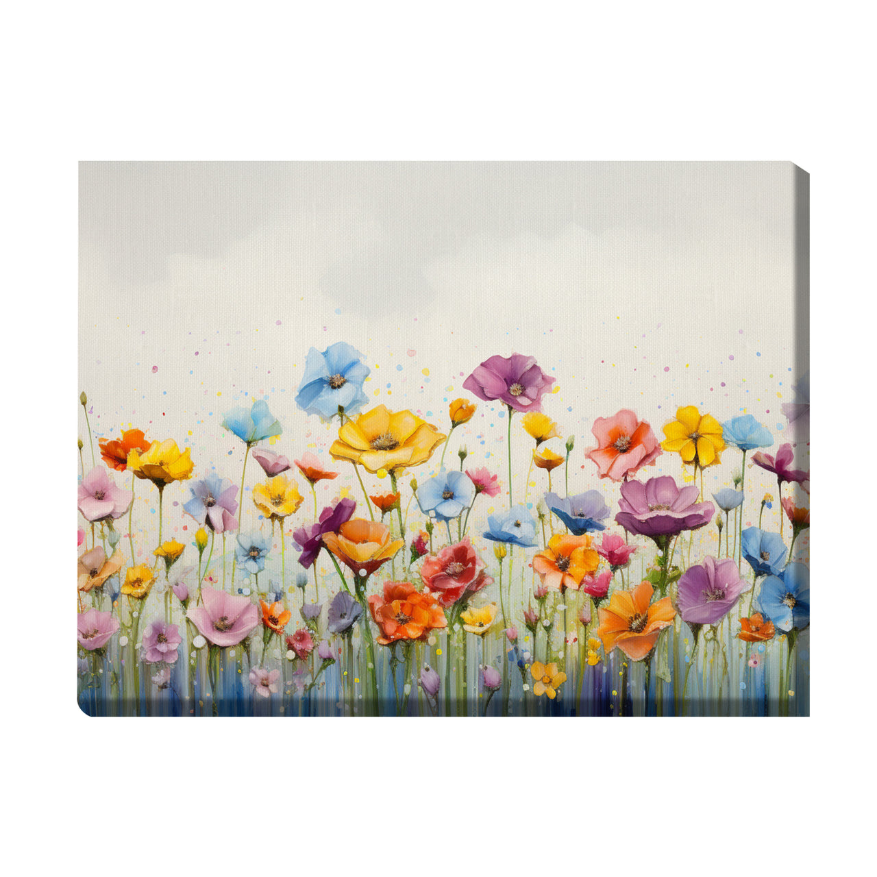 Wildflowers on Canvas, Flowers in Rain 05, Minimalist Flower Wall Art, Abstract Wall Art, Watercolor flowers, Floral Print, Classic, Rustic Farmhouse, Wildflower Home Decor, Flower Painting Canvas, Floral Wall Art