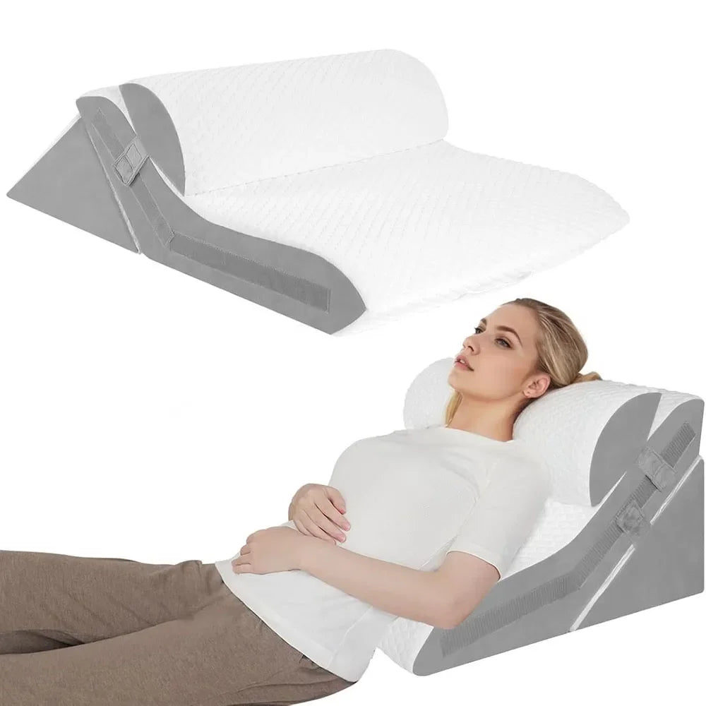 3PCS Adjustable Wedge Pillow Set – Folding Triangle Support Pillows for Sleeping, Reading, and Rest