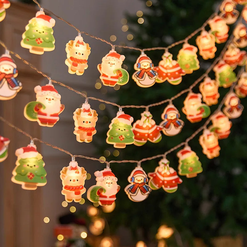3M 20LED Christmas String Lights | Santa Claus & Snowman Garland | USB/Battery-Operated LED Holiday Decoration for Indoor & Outdoor