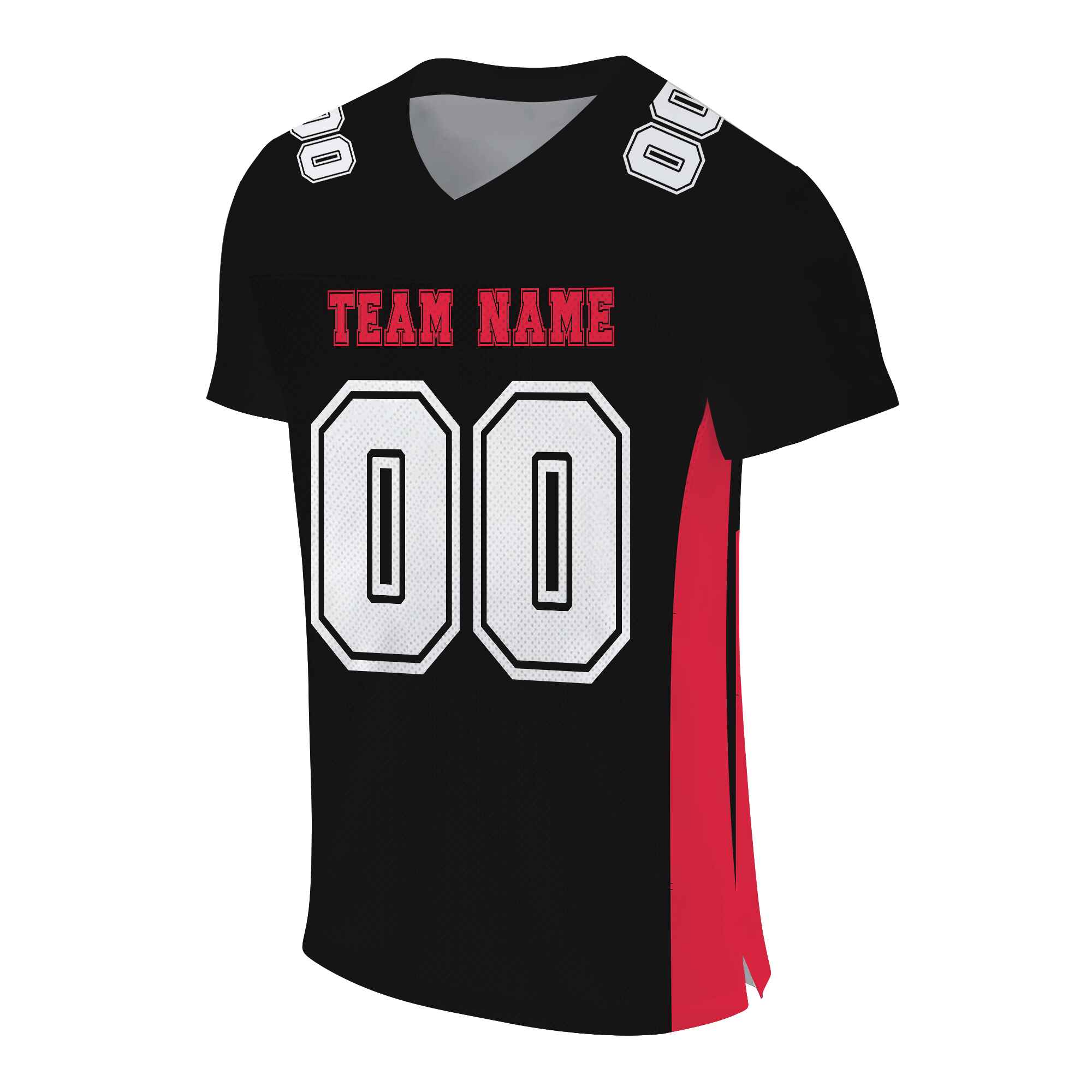 Custom Black White-Red Mesh Authentic Football Jersey