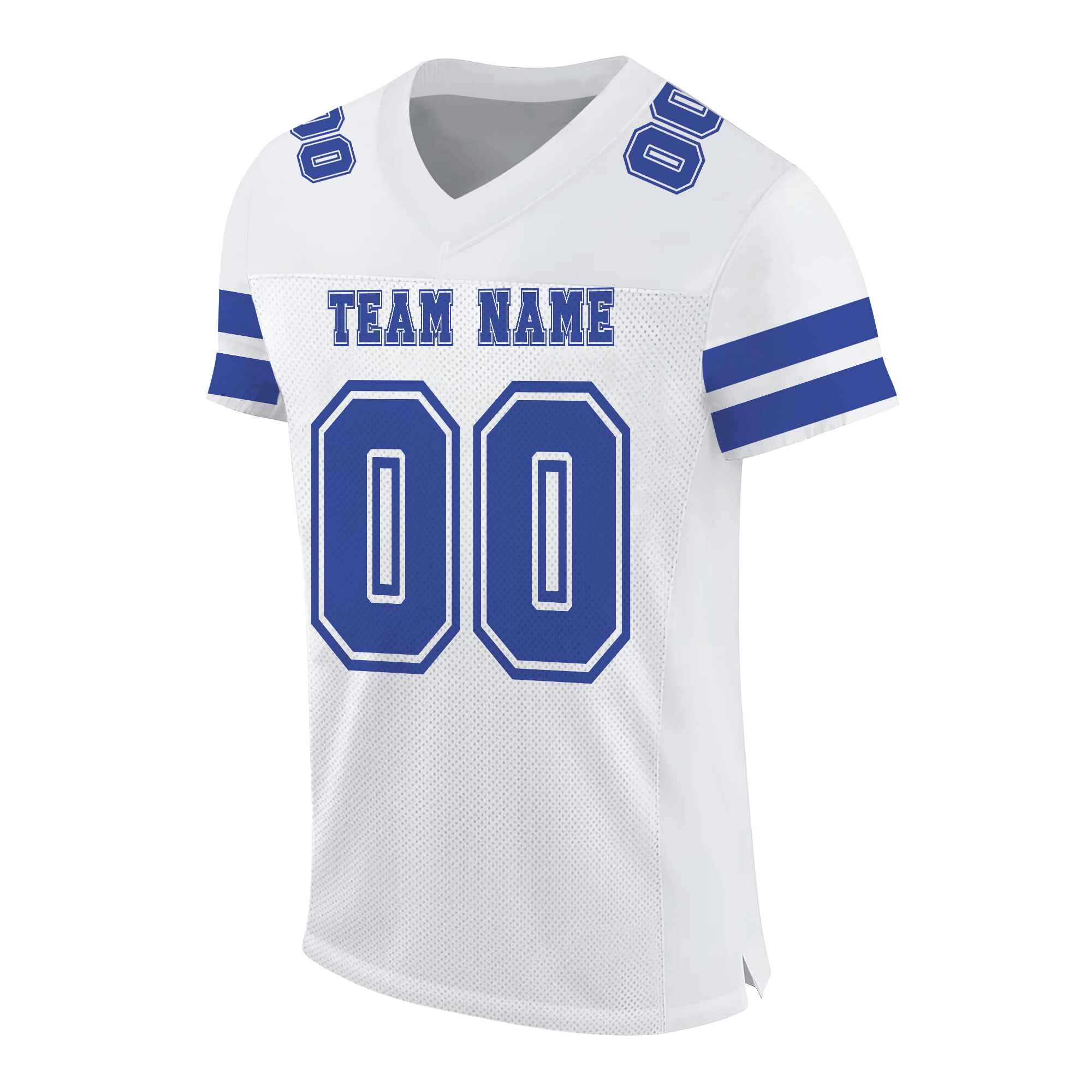 Custom White Blue-White Mesh Authentic Football Jersey