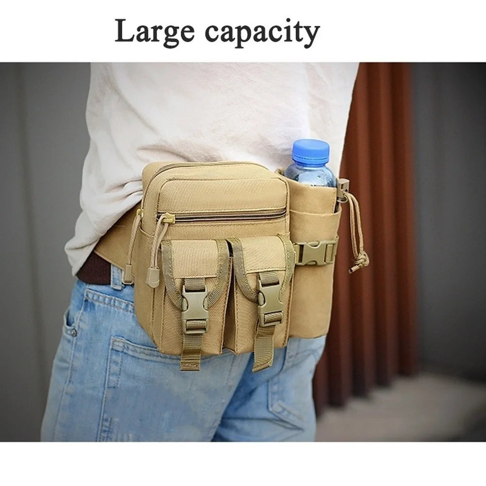 Tactical Men Waist Pack Nylon Hiking Water Bottle Phone Pouch Outdoor Sports Hunting Climbing Camping Belt Bag
