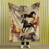 Thumbnail for Vintage Horse Equestrian Ephemera Velveteen Plush Blanket Gift for Horse lover, Farm House Decor, Equine Art, Antique Horse Decor, Equestrian Gifts 06