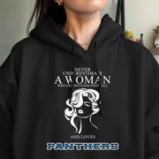 Never Underestimate A Woman Who Understand Football And Loves Panthers Hoodie- Never Underestimate Sweatshirt- Custom Hoodies