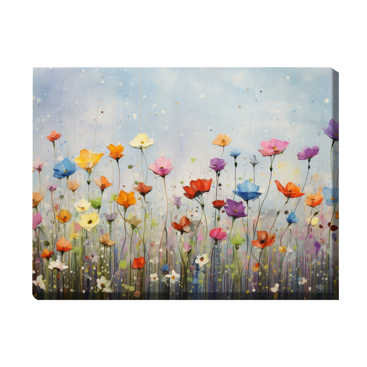 Wildflowers on Canvas, Flowers in Rain 01, Minimalist Flower Wall Art, Abstract Wall Art, Watercolor flowers, Floral Print, Classic, Rustic Farmhouse, Wildflower Home Decor, Flower Painting Canvas, Floral Wall Art