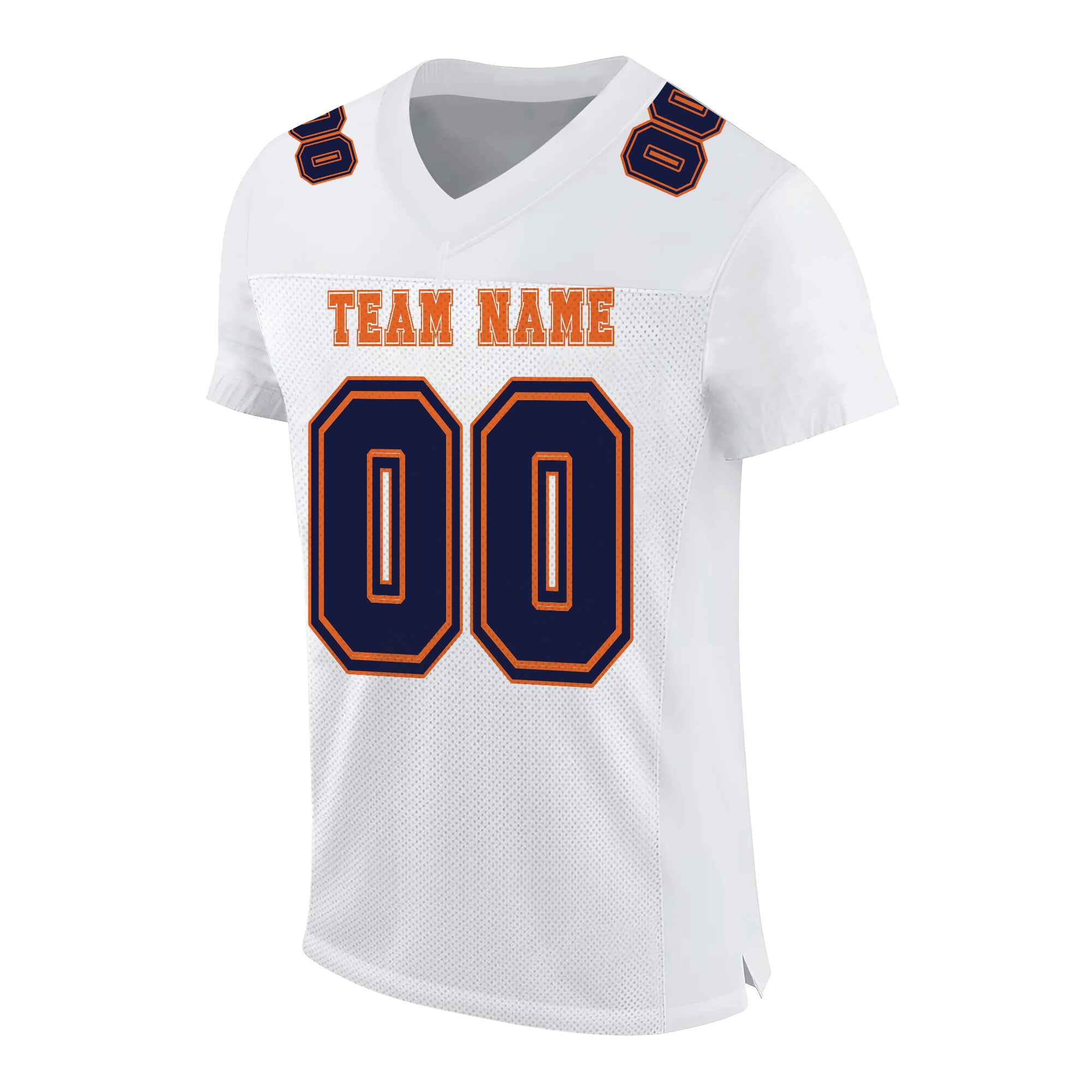 Custom White Navy-Orange Mesh Authentic Football Jersey