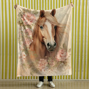 Vintage Horse Equestrian Ephemera Velveteen Plush Blanket Gift for Horse lover, Farm House Decor, Equine Art, Antique Horse Decor, Equestrian Gifts 09