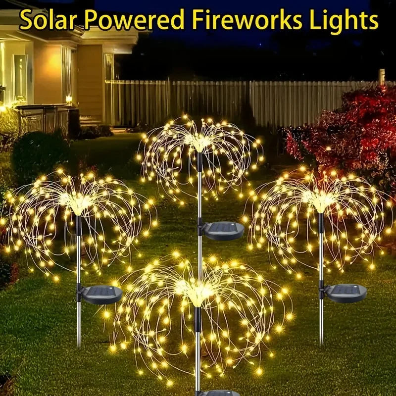 Solar Garden Lights Firework LEDs Outdoor, IP65 Waterproof, 8 Lighting Modes, Solar Fairy Lights for Garden, Yard, Lawn, Christmas, Wedding Decoration