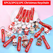 6PCS/3PCS/1PC Santa Claus & Snowman 3D Keychain – Christmas Bag Pendant for Kids Holiday Gift