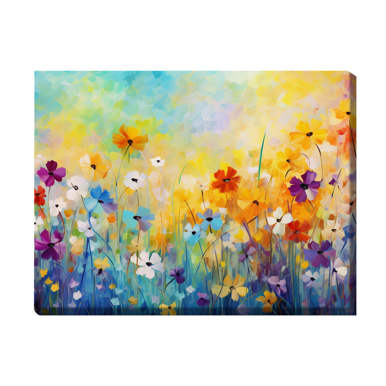 Wildflowers on Canvas, Colorful Wildflower Field Art Print 01, Minimalist Flower Wall Art, Abstract Wall Art, Watercolor flowers, Floral Print, Classic, Rustic Farmhouse, Wildflower Home Decor, Flower Painting Canvas, Floral Wall Art