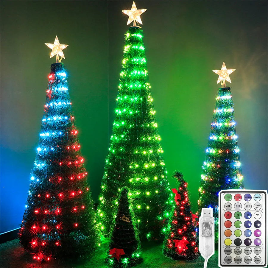 RGB LED String Lights 5M/10M/20M USB Outdoor Indoor Fairy Lights 16 Colors Party Wedding Decoration