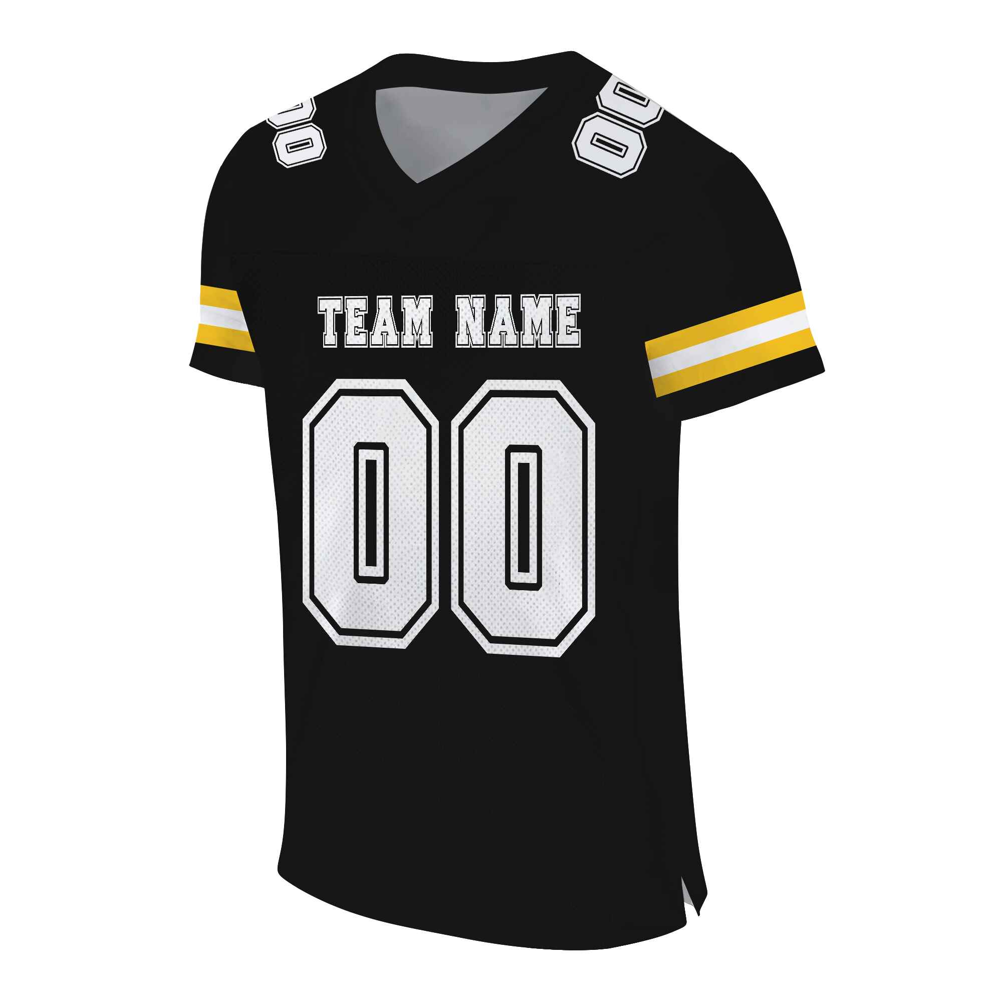 Custom Black White-Gold Mesh Authentic Football Jersey