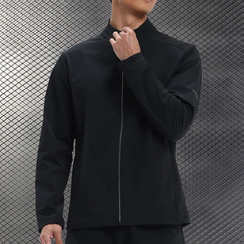 Men's Lightweight Outdoor Sports Jacket – Stand Collar Windproof Running & Hiking Coat
