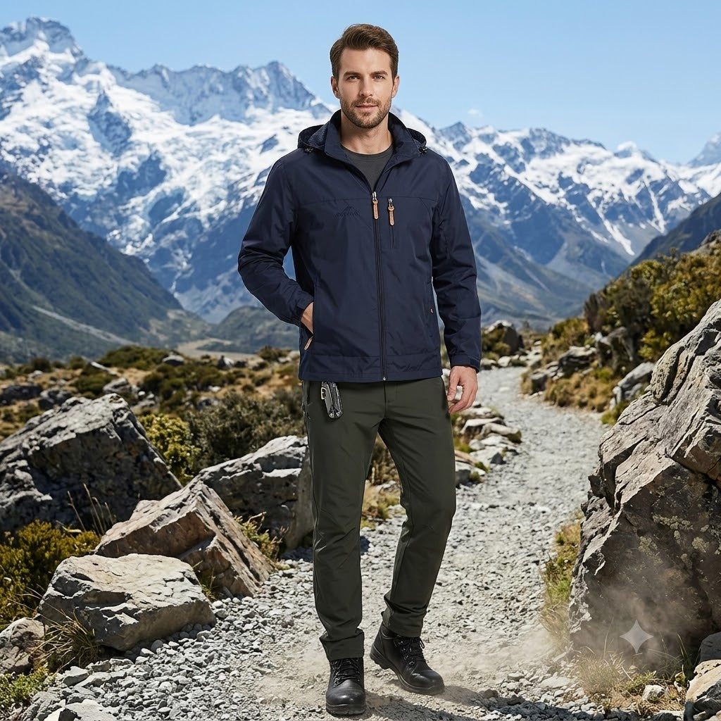 Men's Waterproof Tactical Windbreaker Jacket – Hooded Outdoor Hiking & Climbing Coat