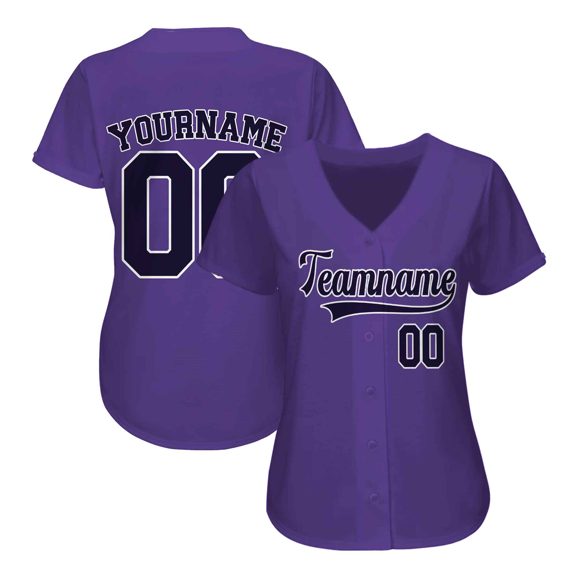 Custom Purple Black-White Authentic Baseball Jersey