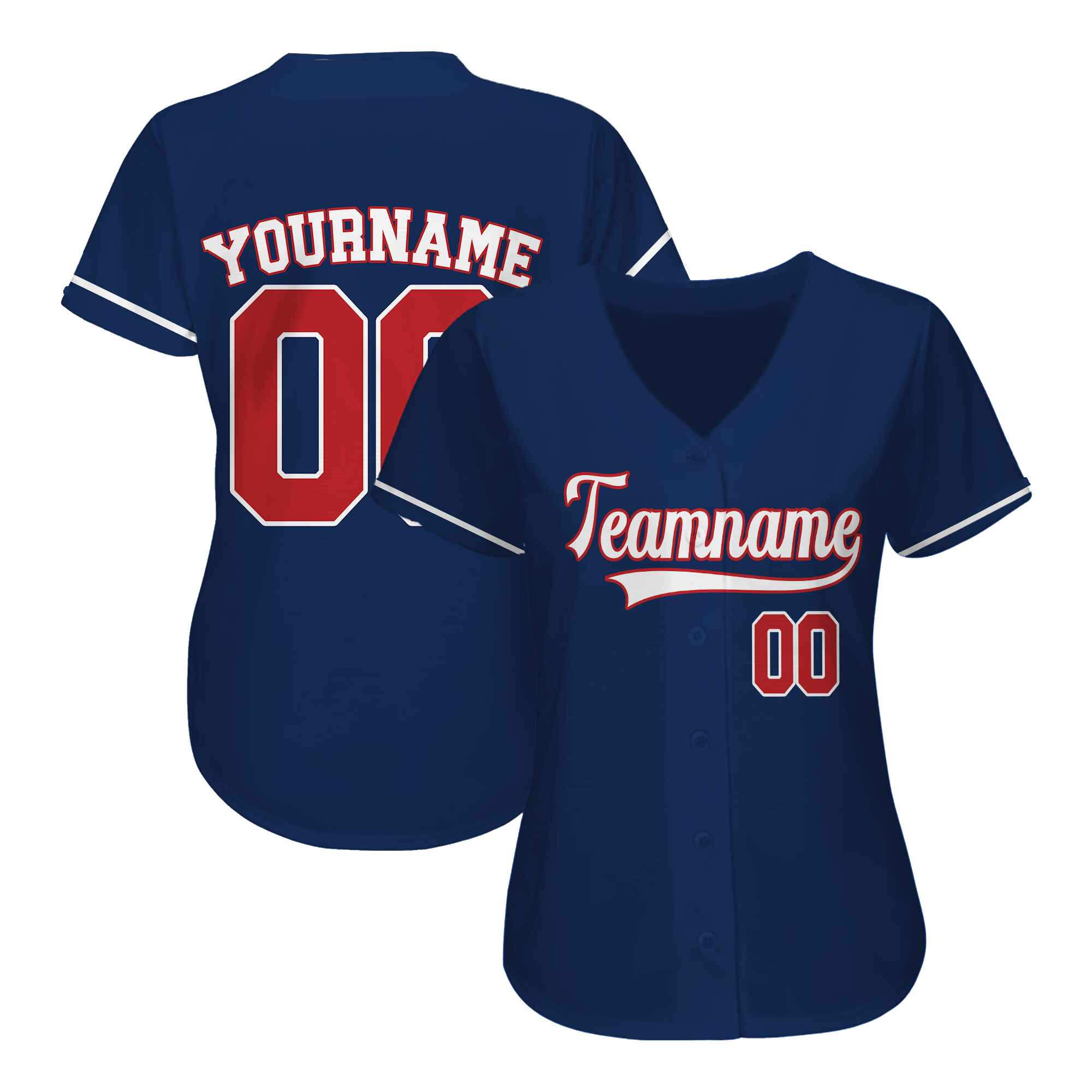 Custom Navy Red-White Authentic Baseball Jersey