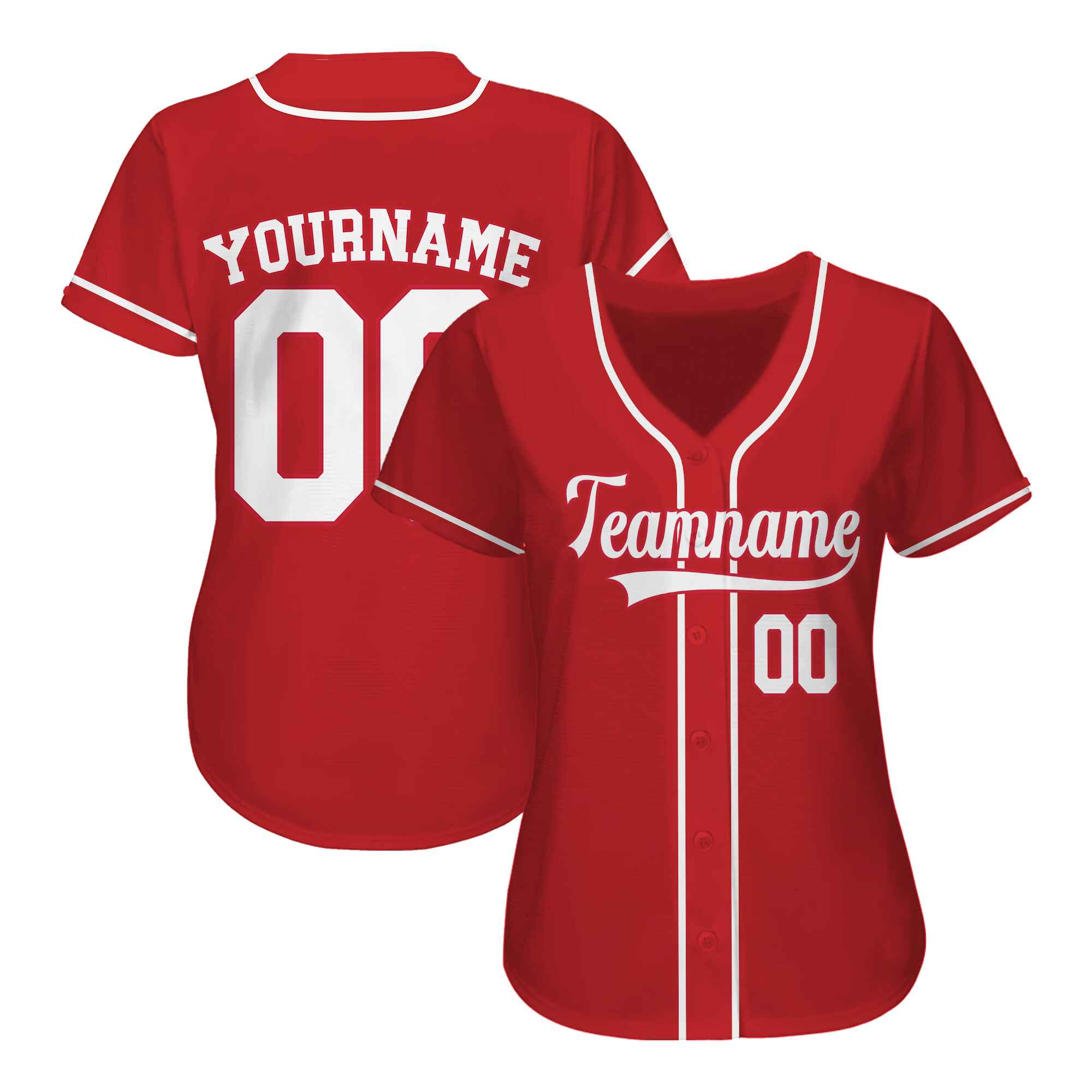 Custom Red White Authentic Baseball Jersey