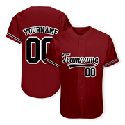Custom Burgundy Black-White Authentic Baseball Jersey