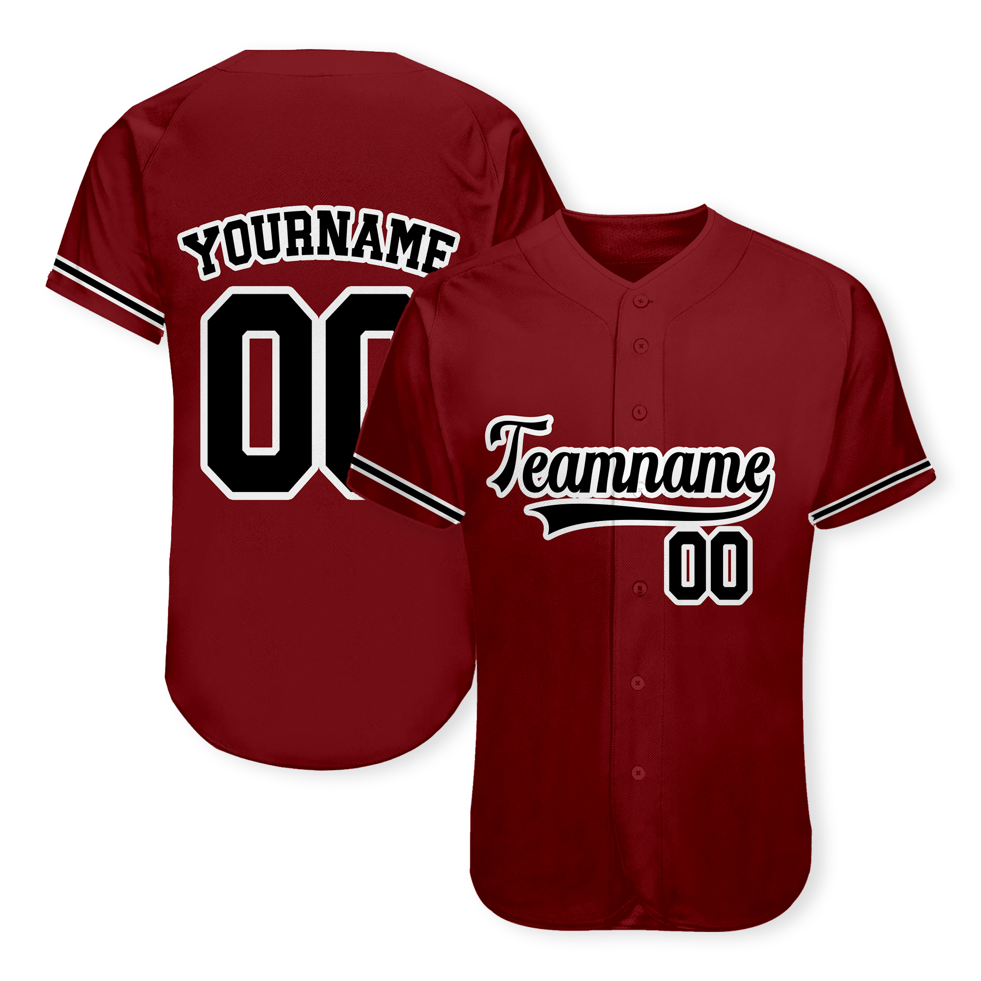 Custom Burgundy Black-White Authentic Baseball Jersey