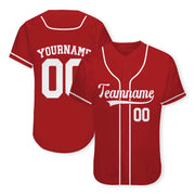 Custom Red White Authentic Baseball Jersey