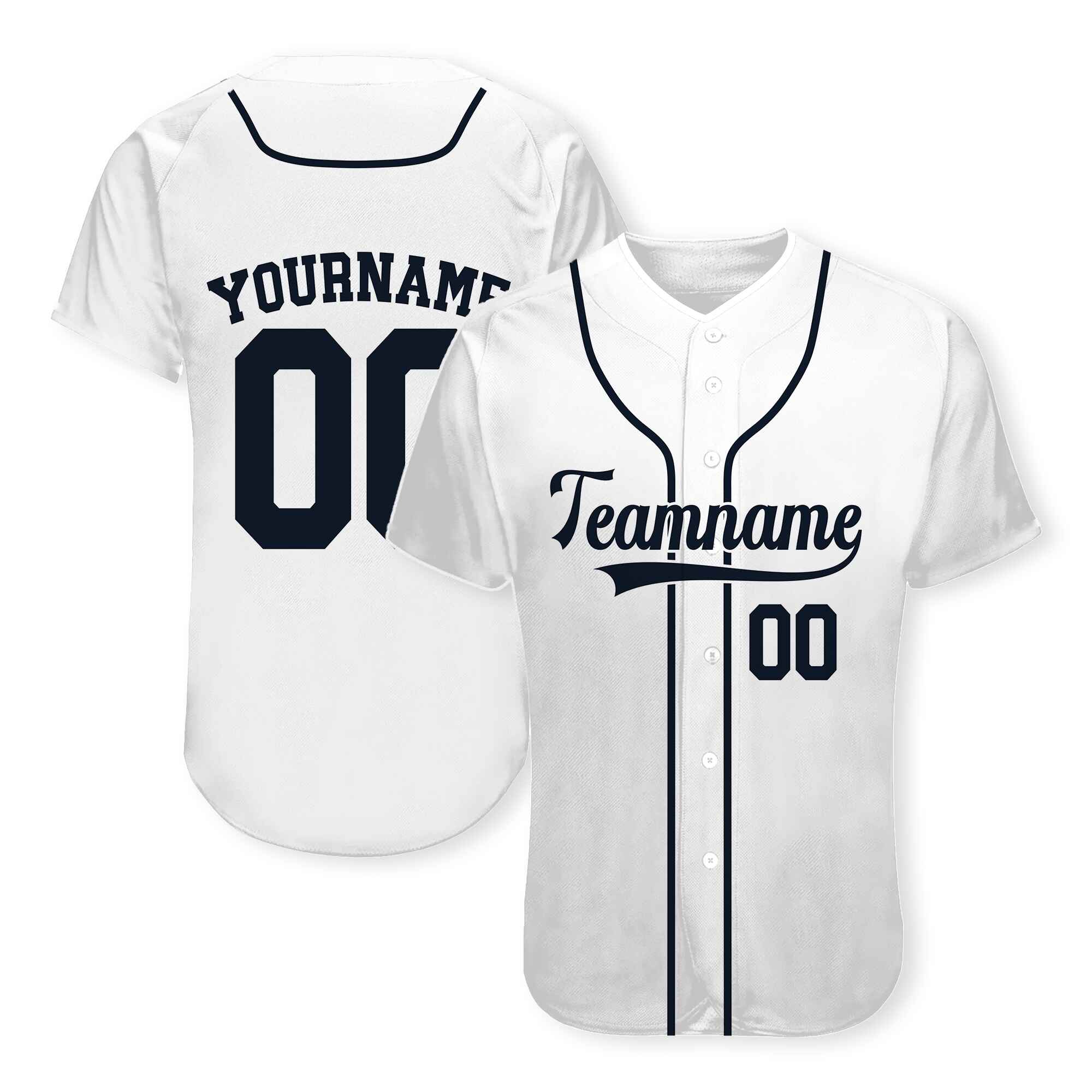 Custom White Navy Baseball Jersey