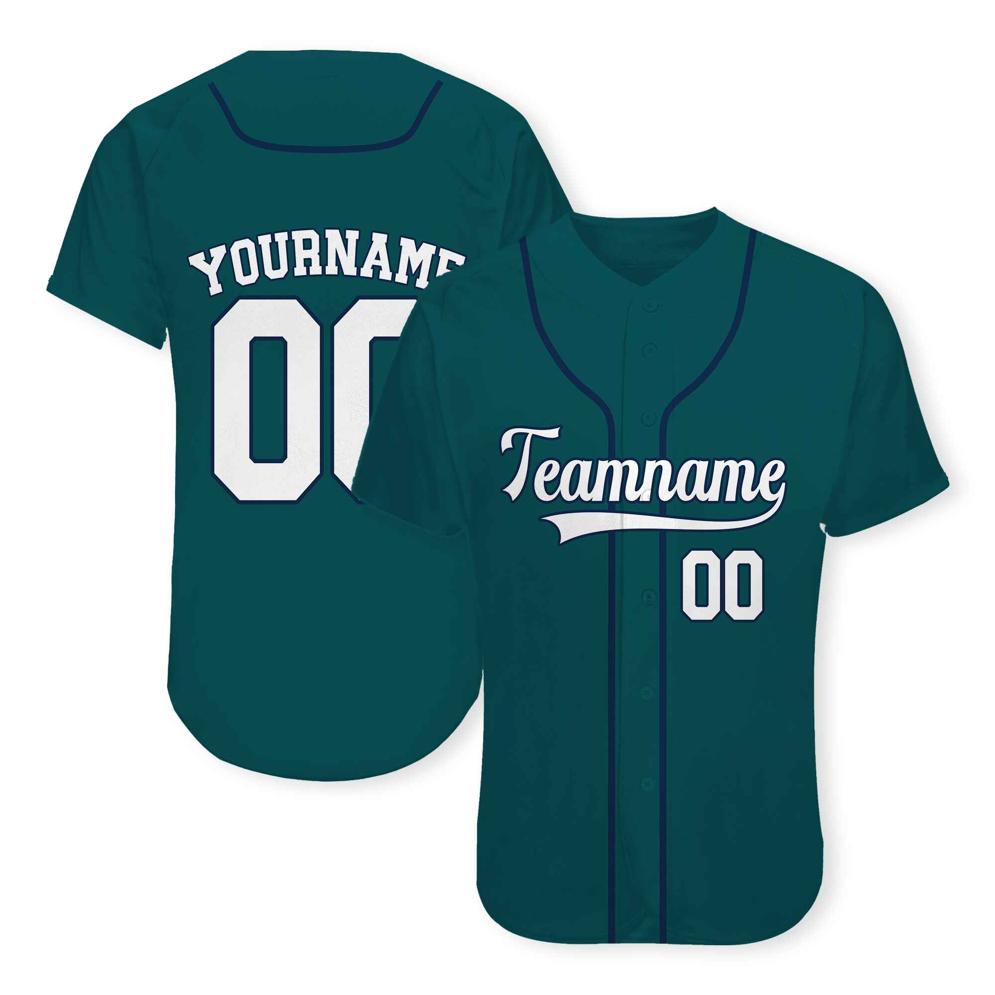 Custom Midnight Green White-Navy Authentic Baseball Jersey