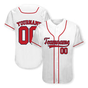 Custom White Red-Black Baseball Jersey