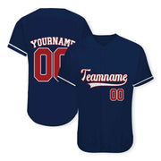 Custom Navy Red-White Authentic Baseball Jersey