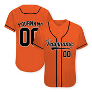 Custom Orange Black-White Authentic Baseball Jersey 02