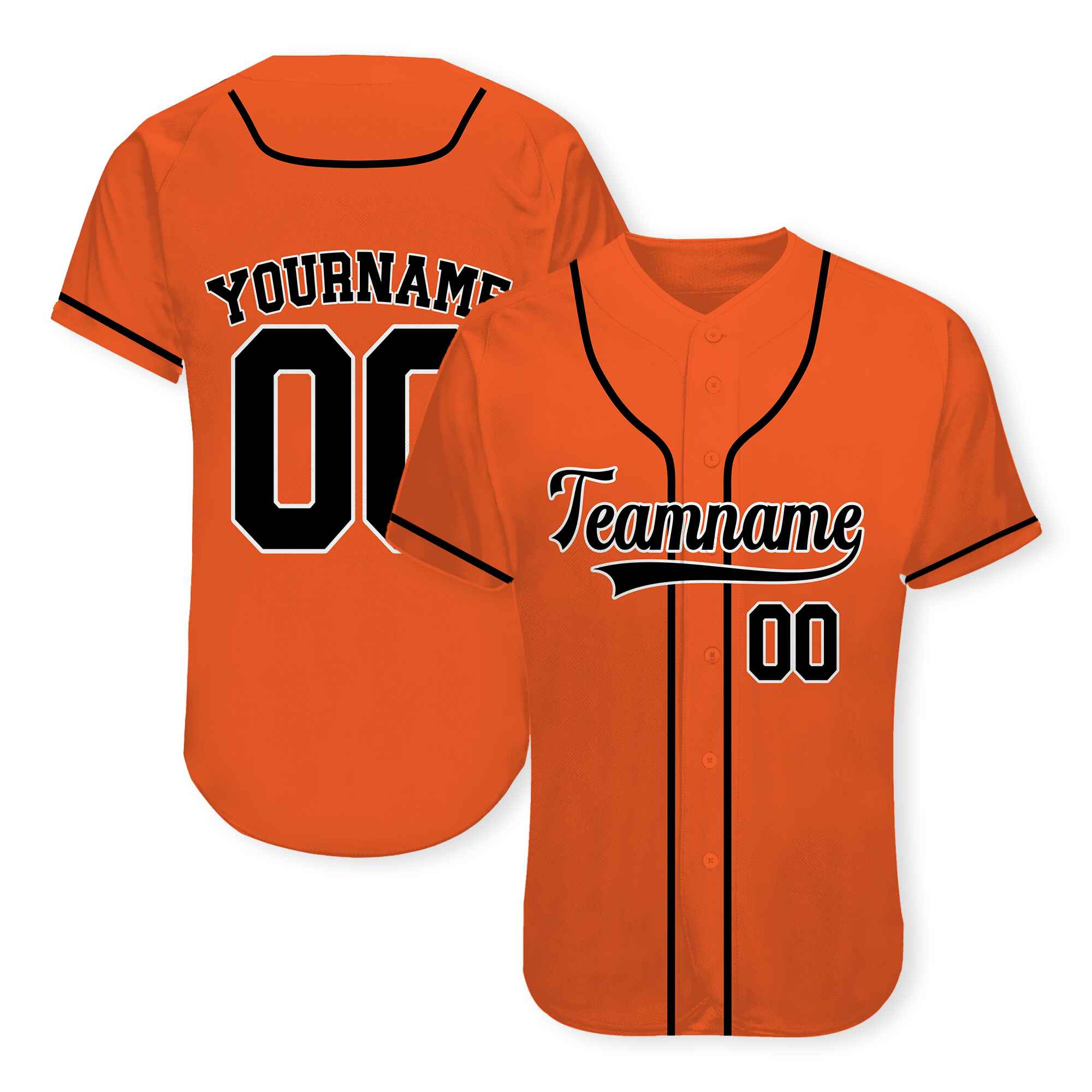 Custom Orange Black-White Authentic Baseball Jersey 02