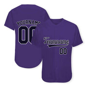 Custom Purple Black-White Authentic Baseball Jersey