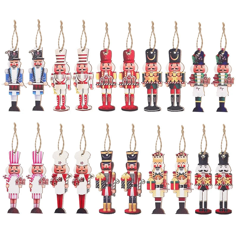 20Pcs Christmas Wooden Nutcracker Soldier Ornaments – Xmas Tree Hanging Decoration 2025 Holiday Home Decor
