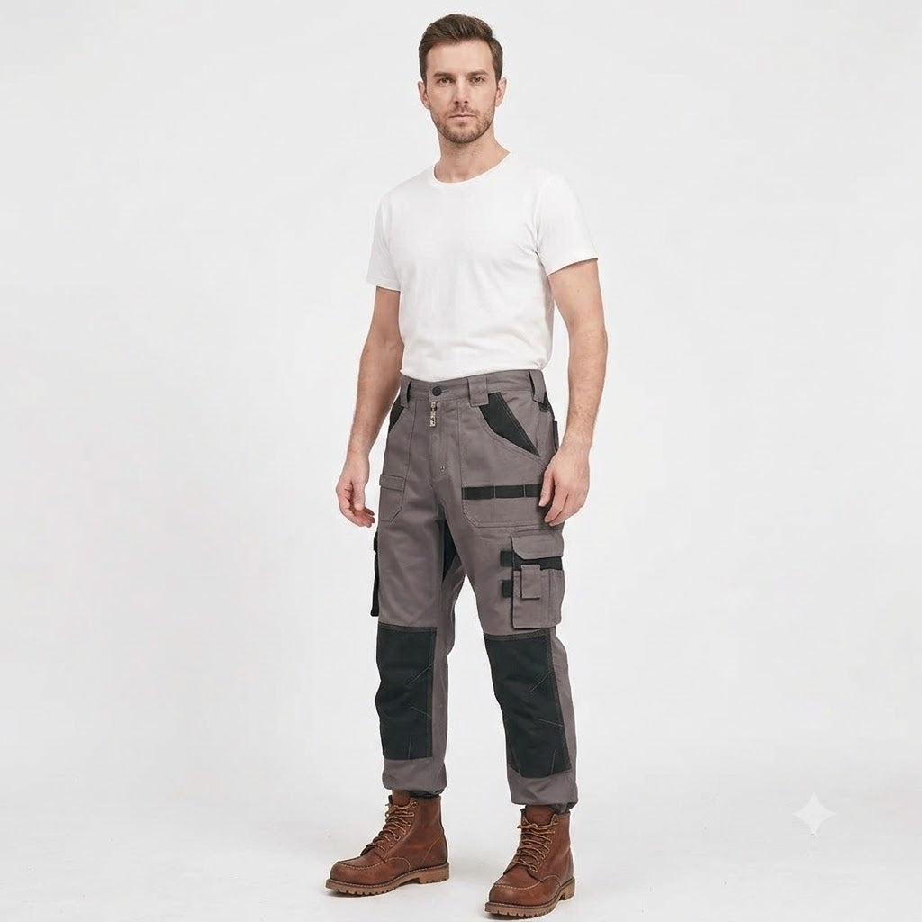 Men's Heavy-Duty Work Pants – Cotton Multi-Pocket Utility Trousers