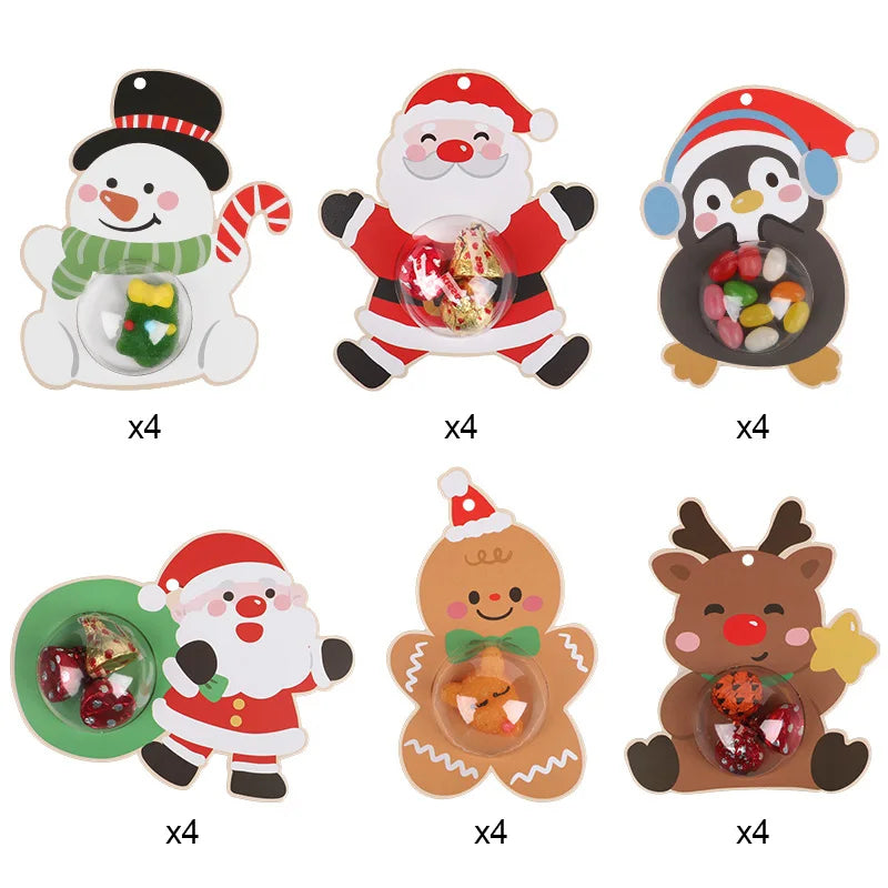 12/24Pcs Christmas Candy & Chocolate Holder Cards – Xmas Tree Hanging Pendants for Holiday Party & Kids Gifts