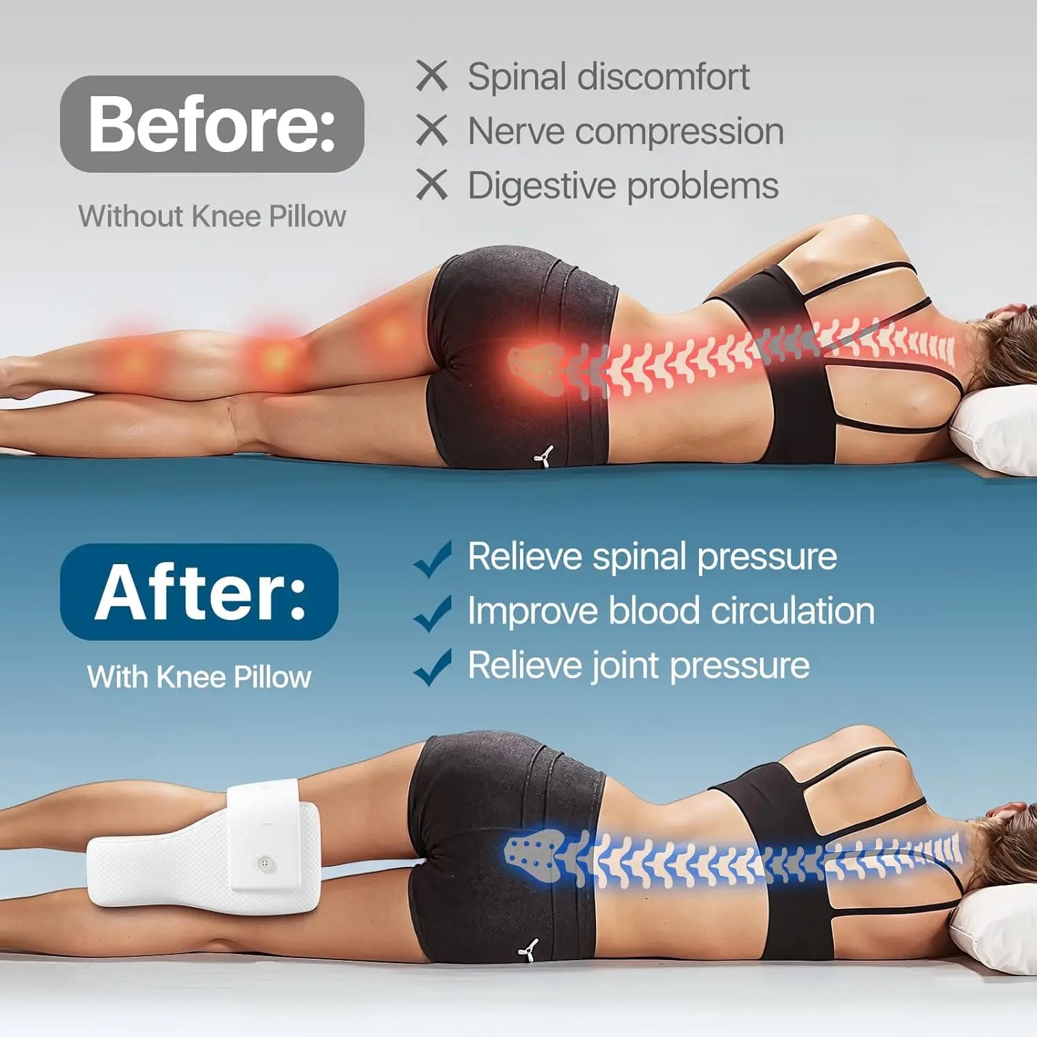 Memory Foam Knee Pillow – Ergonomic Leg Support Cushion for Side Sleeping and Rest