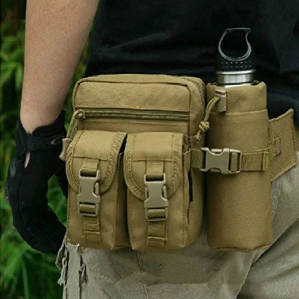 Tactical Men Waist Pack Nylon Hiking Water Bottle Phone Pouch Outdoor Sports Hunting Climbing Camping Belt Bag