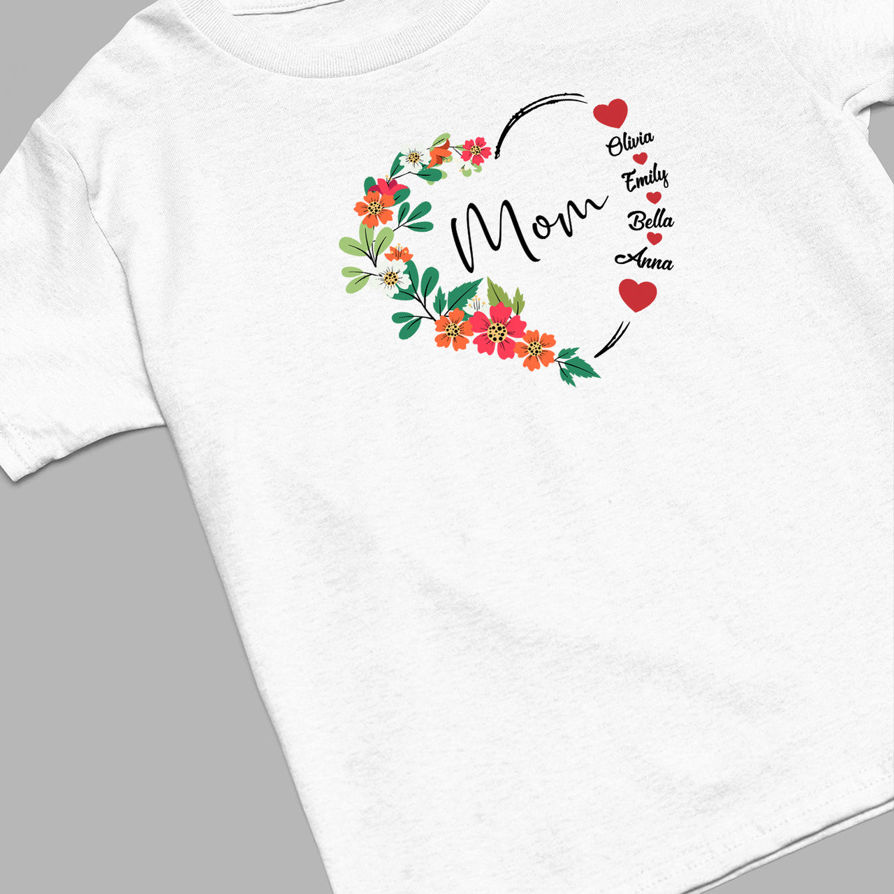Custom Mom with Kids Names Shirt, Custom Gigi Heart Sweatshirt, Personalized Family T-Shirt, Your Name Floral Heart Sweater, Mama Shirt, Mom Shirt, Mother's Day Gift, Happy Mother’s Day