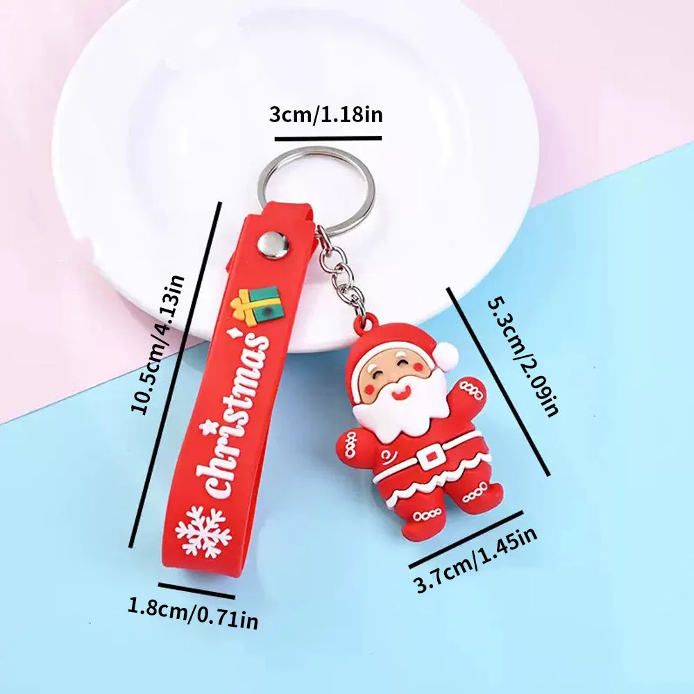 6PCS/3PCS/1PC Santa Claus & Snowman 3D Keychain – Christmas Bag Pendant for Kids Holiday Gift