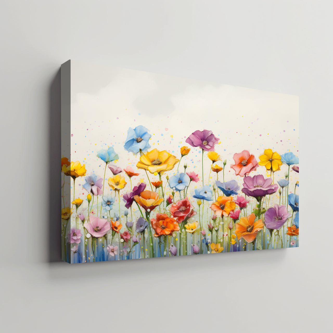 Wildflowers on Canvas, Flowers in Rain 05, Minimalist Flower Wall Art, Abstract Wall Art, Watercolor flowers, Floral Print, Classic, Rustic Farmhouse, Wildflower Home Decor, Flower Painting Canvas, Floral Wall Art