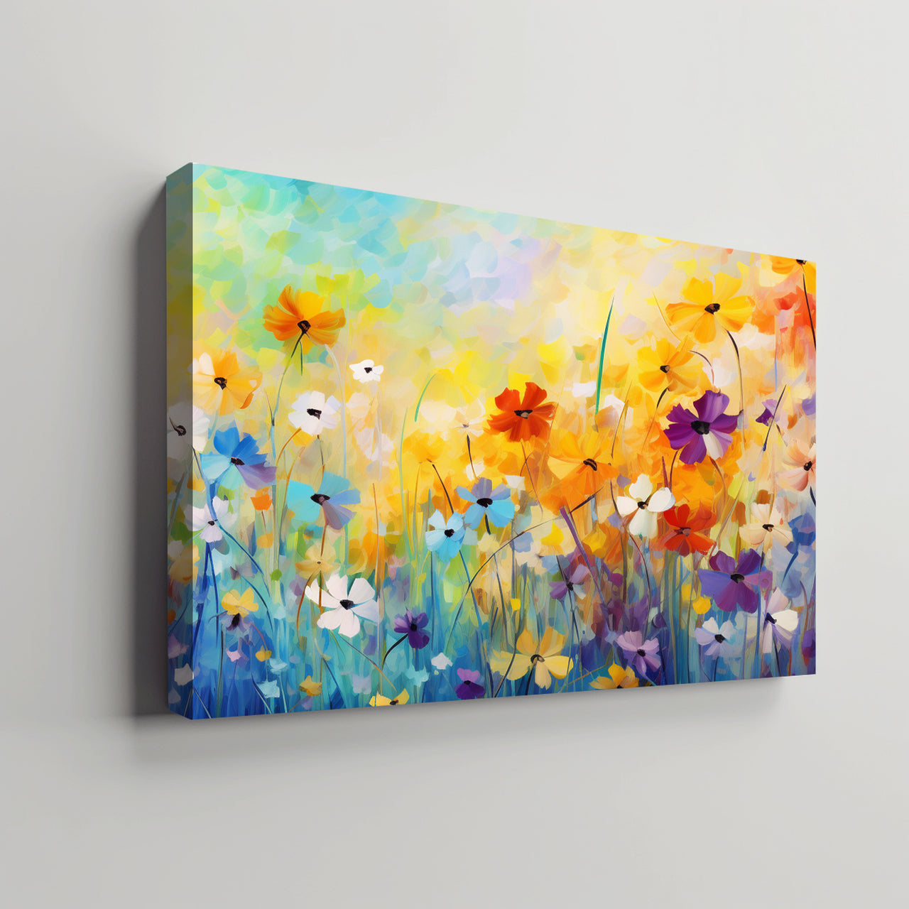 Wildflowers on Canvas, Colorful Wildflower Field Art Print 01, Minimalist Flower Wall Art, Abstract Wall Art, Watercolor flowers, Floral Print, Classic, Rustic Farmhouse, Wildflower Home Decor, Flower Painting Canvas, Floral Wall Art