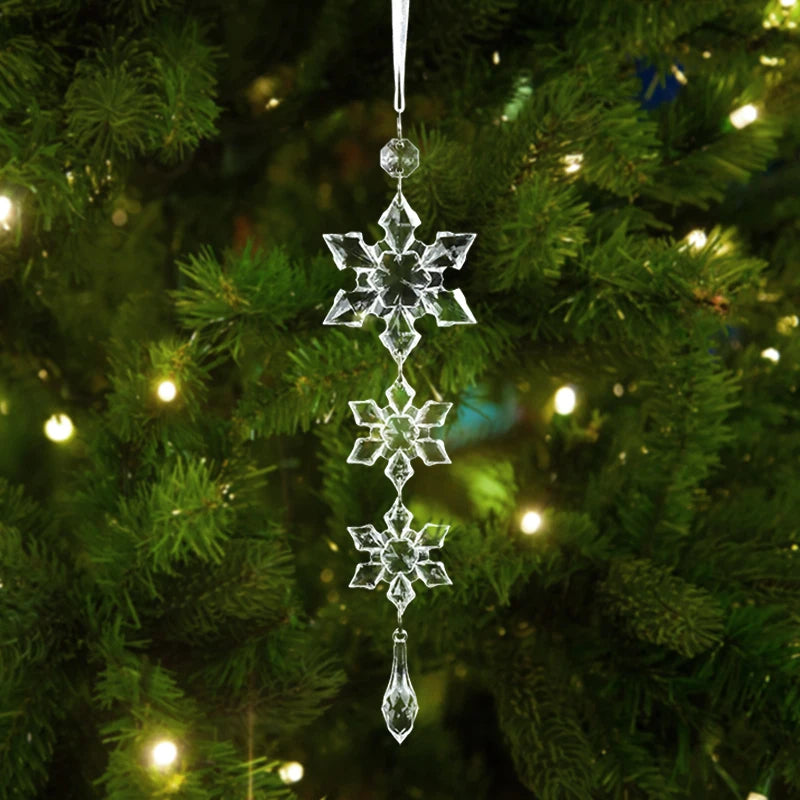 Xmas Tree Transparent Snowflake Hanging Ornaments – Acrylic Pendant Christmas Decoration for Home 2025 Navidad Gifts New Year 2026