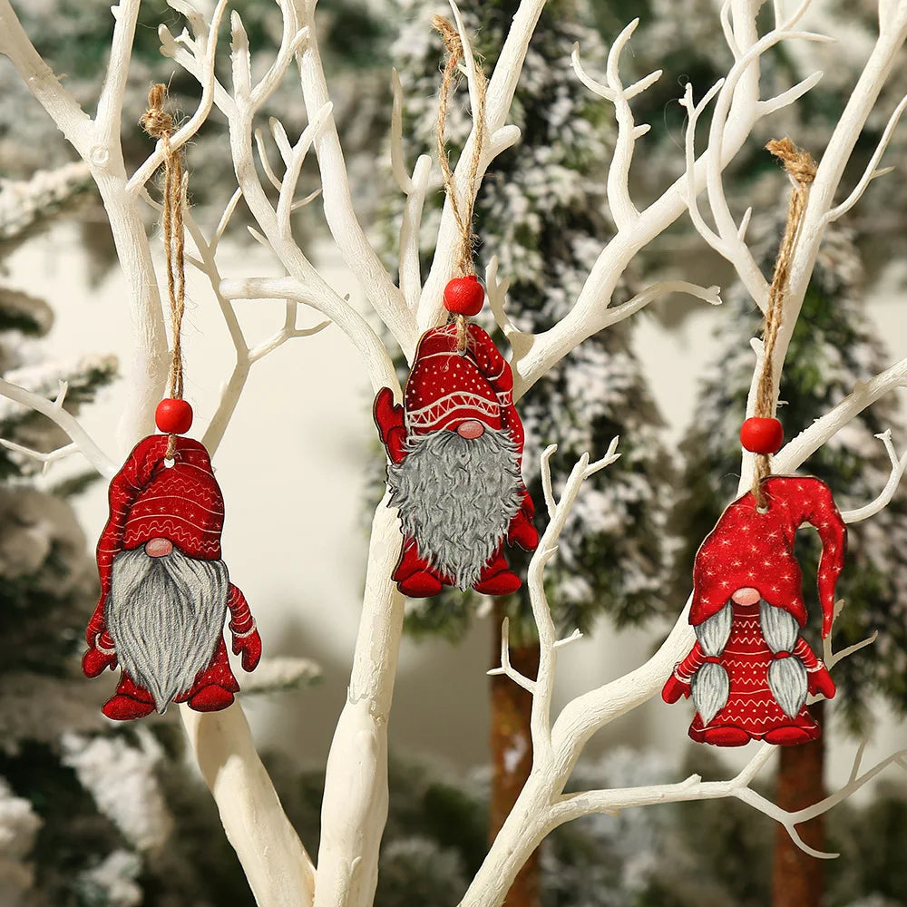 9/12pcs Christmas Gnomes Wooden Pendant – Xmas Tree Hanging Ornaments for Holiday Home Decoration & Gifts 2025