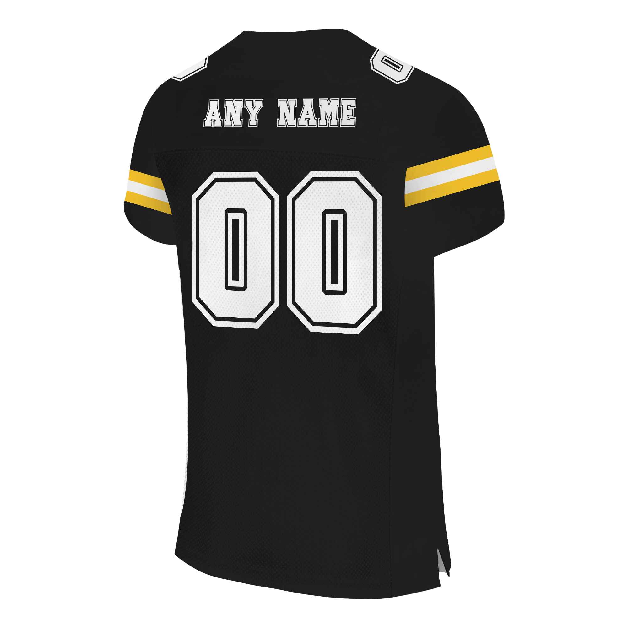 Custom Black White-Gold Mesh Authentic Football Jersey
