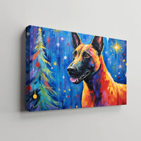 Thumbnail for Belgian Malinoi Dog Christmas Starry Night Oil Painting Van Goh Style, Wooden Canvas Prints Wall Art Painting , Canvas 3d Art