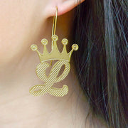 Initial Letter Earrings, Custom A-Z Letter Earrings, Custom Name Earrings, Name Earrings Hoop, Larger Hoop, Gold Name Hoops, Gift for Her (A03)