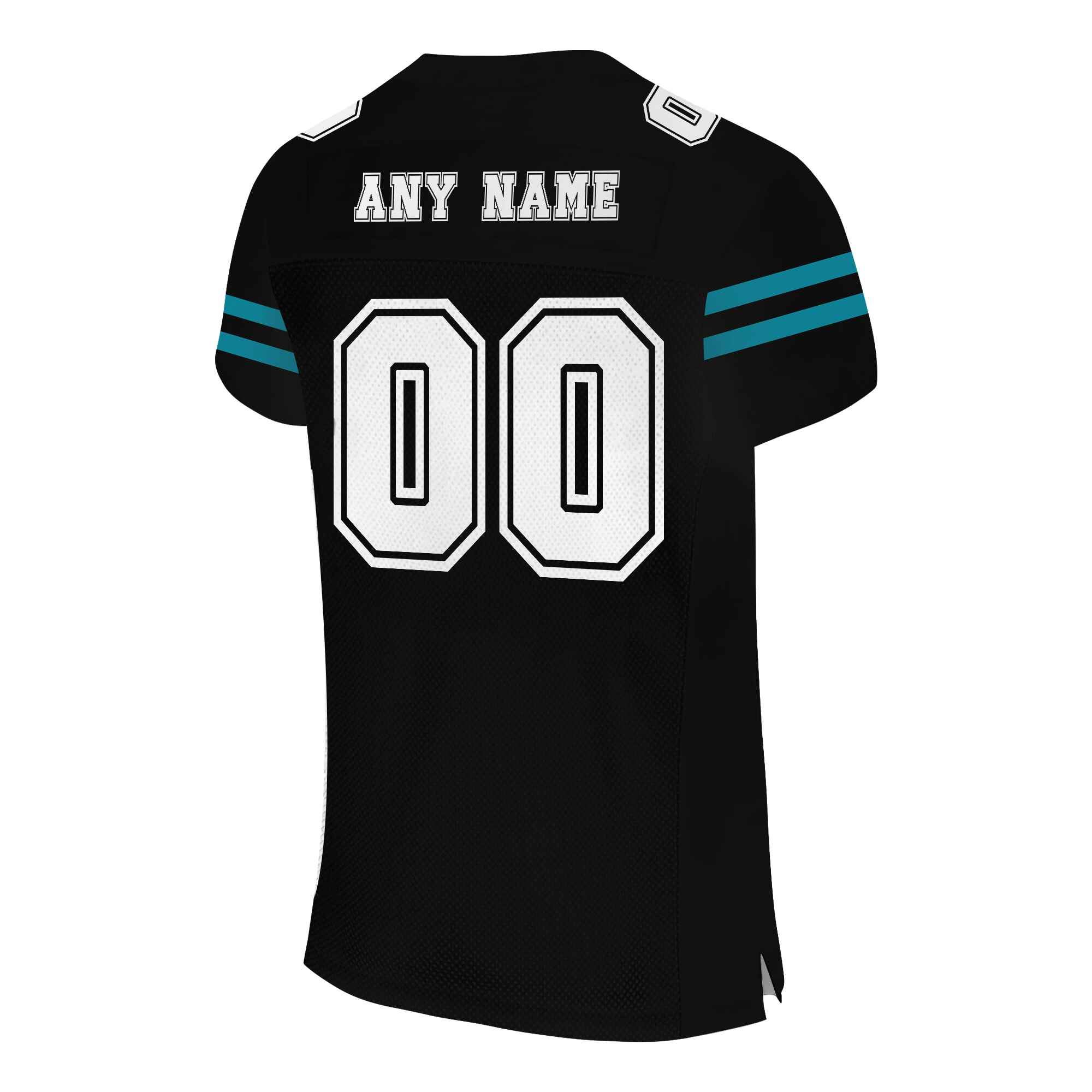 Custom Black White-Teal Mesh Authentic Football Jersey