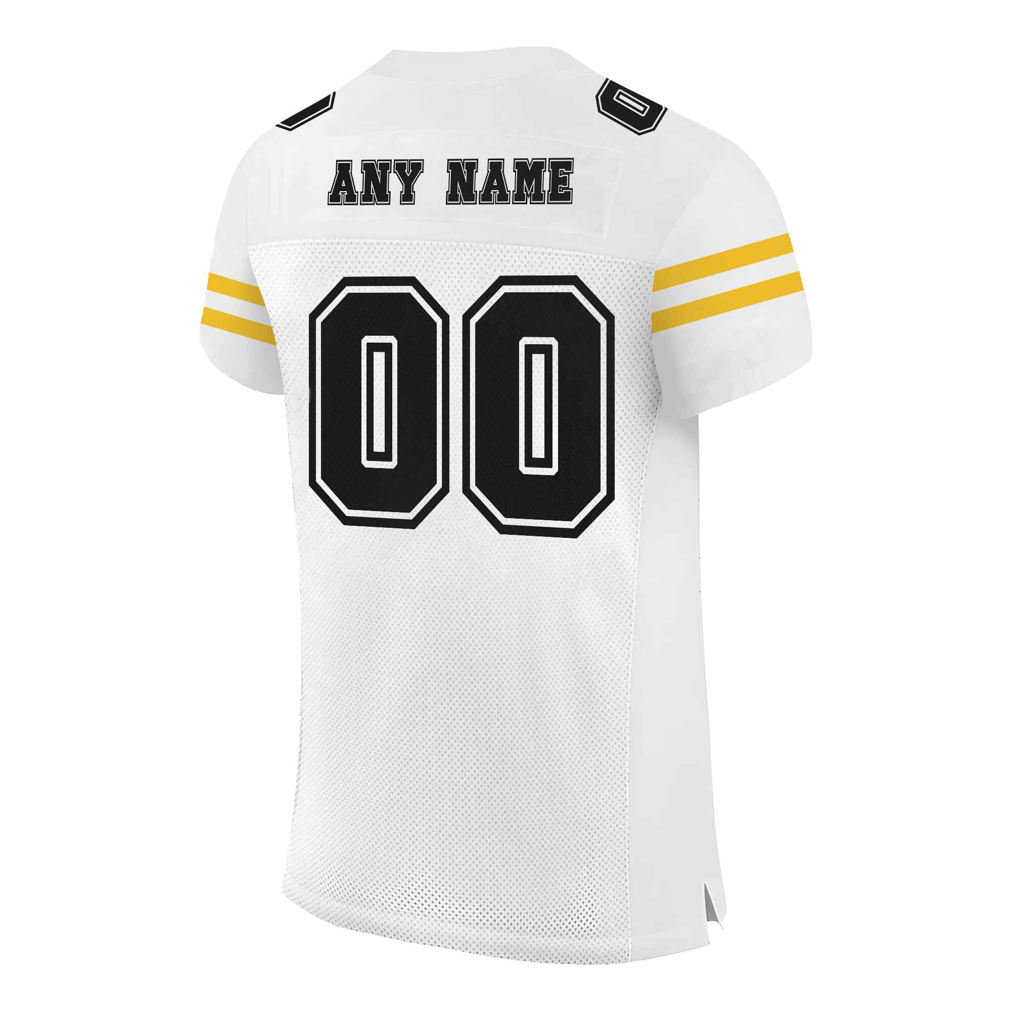 Custom White Black-Gold Mesh Authentic Football Jersey