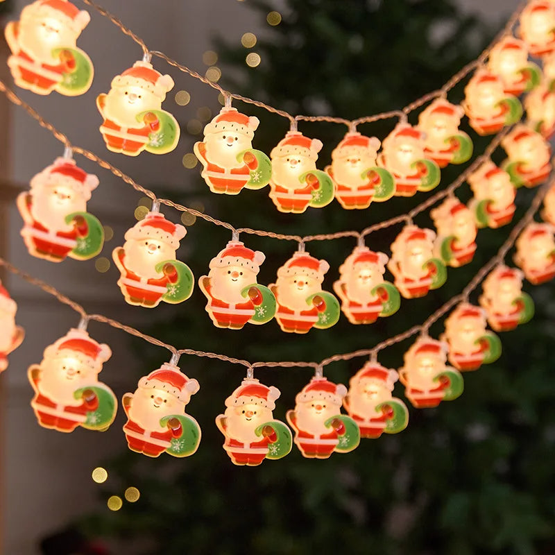 3M 20LED Christmas String Lights | Santa Claus & Snowman Garland | USB/Battery-Operated LED Holiday Decoration for Indoor & Outdoor