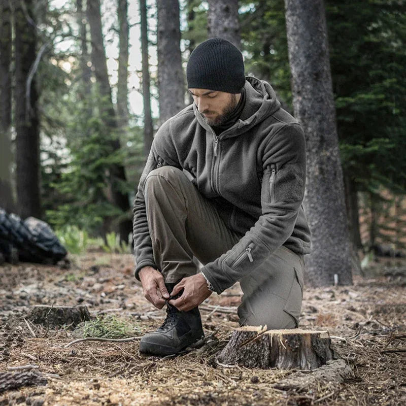 Men’s Winter Fleece Hoodie Jacket – Warm Full Zip Multi-Pocket Outdoor Coat